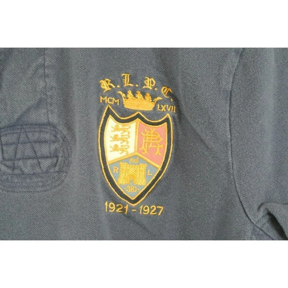 Polo Ralph Lauren Shirt Navy Blue w/ Red Collar RLPC Crest Custom Fit Mens Small - Picture 2 of 10